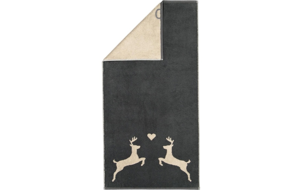 Cawö Serviette de douche Alpenchic Edition Hirsch 70 x 140 cm, Beige/Granit