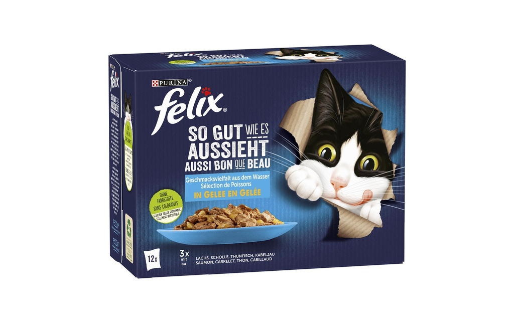 Felix Alimentation humide AGAIL Sélection de poissons, 12 x 85 g