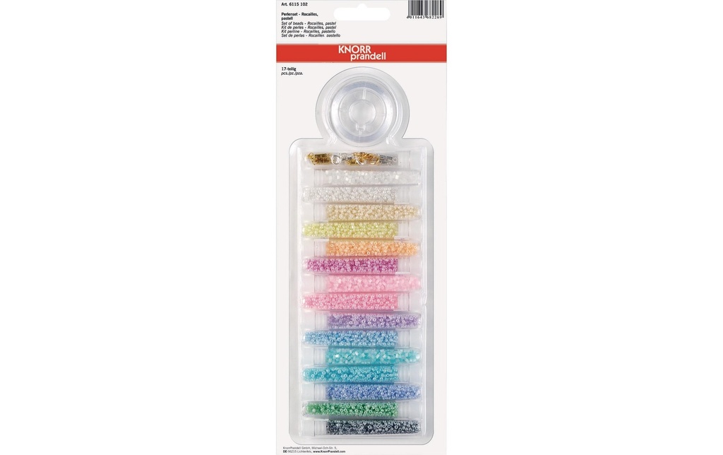 Knorr Prandell Perles en plastique Rocailles  17 pièces, pastel