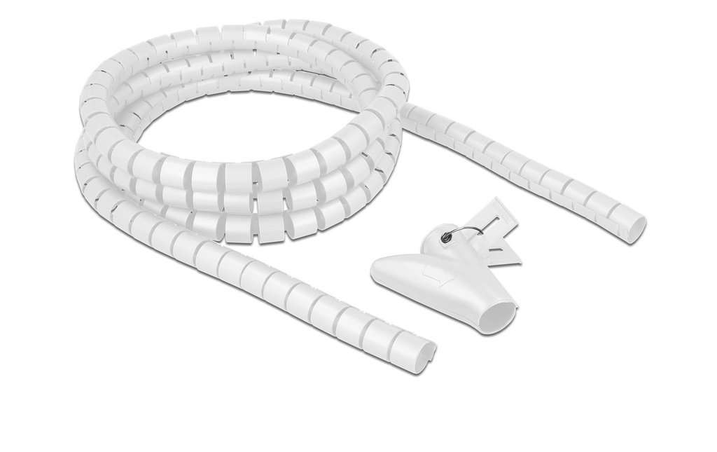 Delock Tuyau en spirale avec outil de rétraction, 2.5 m x 20 mm Blanc