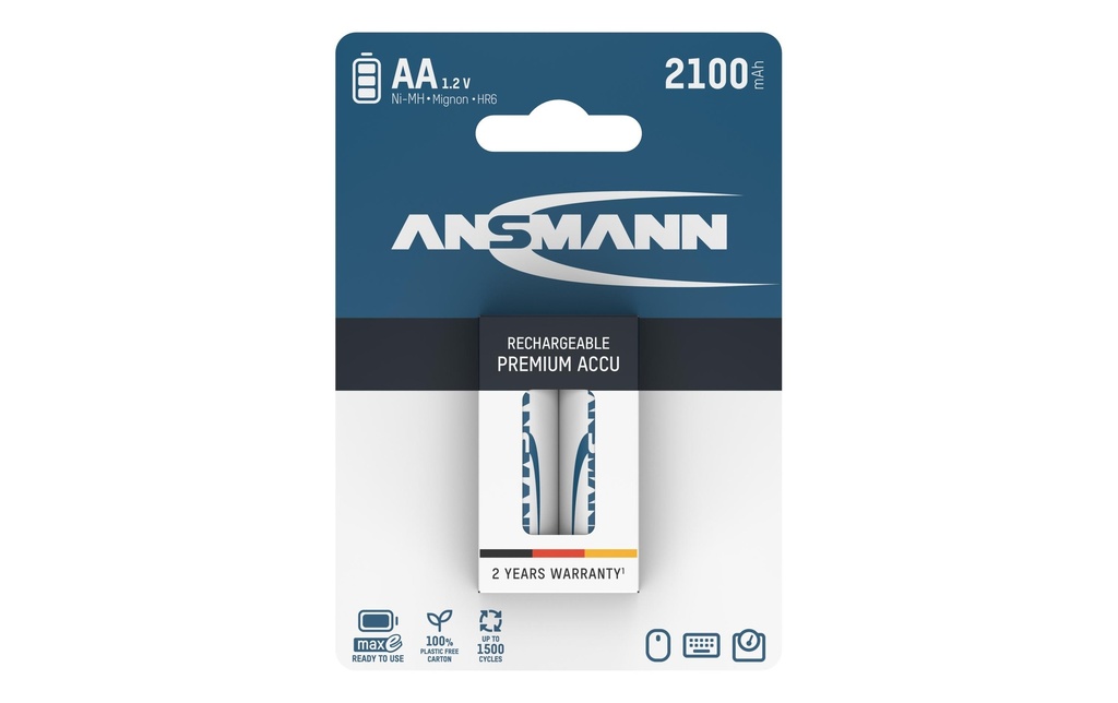 Ansmann Batterie Typ 2100 NiMH AA 2100 mAh, 2 Pièce/s