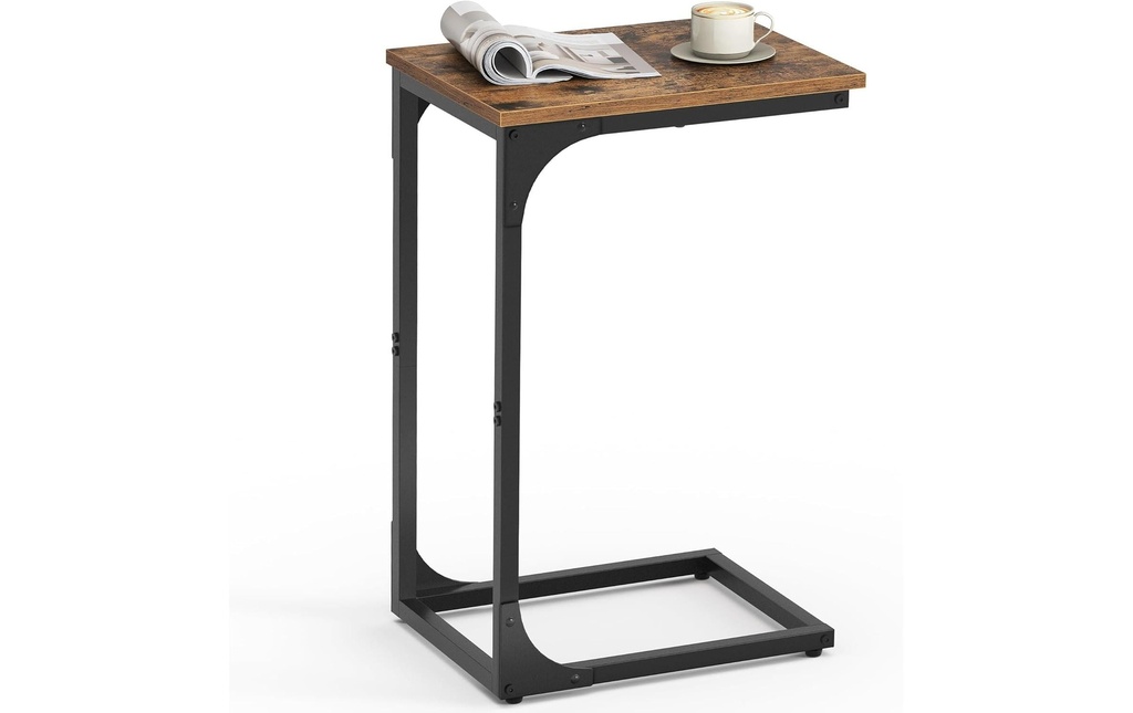 VASAGLE Table d'appoint en forme de C 30 x 62 cm, Brun/Noir