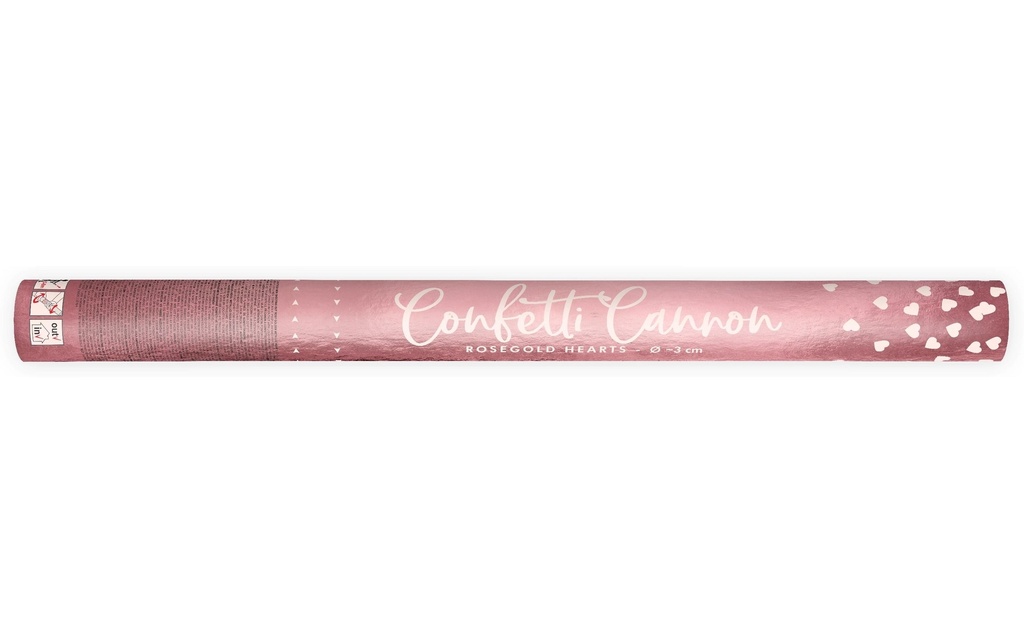 Partydeco Canon à confettis Coeurs Or rose, 60 cm