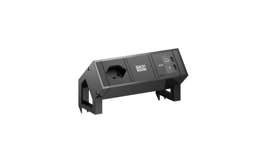 Bachmann Bloc multiprises de table DESK2 1xT13 1xUSB C/C 65W 0.2m RAL9005