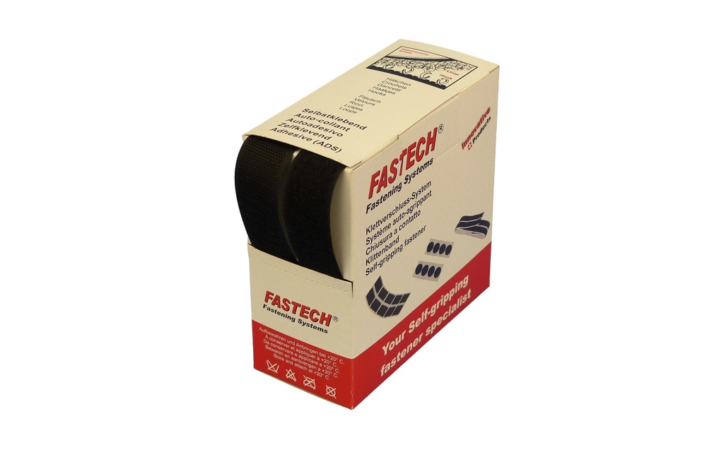 FASTECH Boîte de bande auto-agrippante Noir