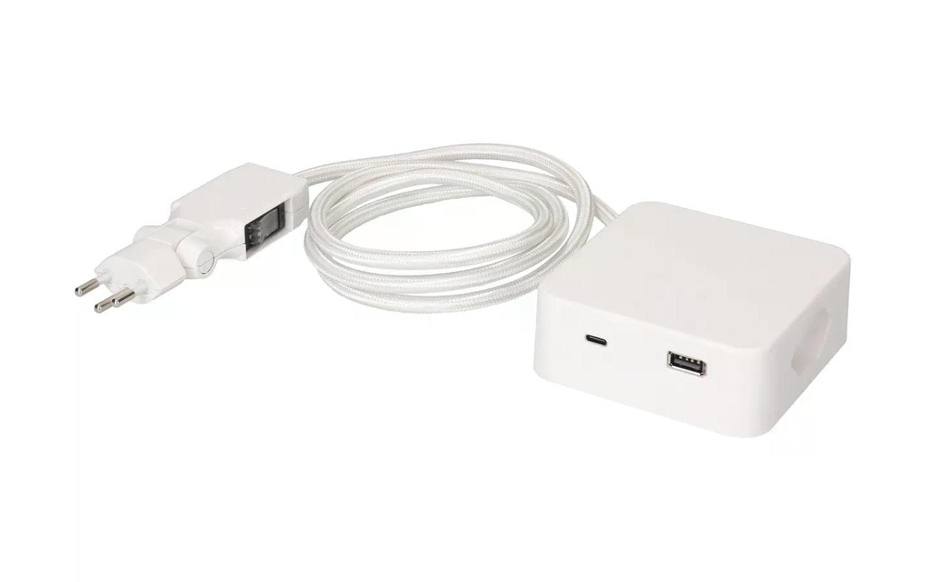 maxTex Bloc multiprises Cube 3x T13, USB A/C, blanc/blanc