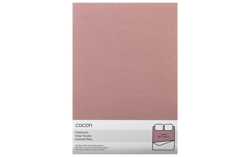 COCON Drap-housse Jersey 180-200 x 200 cm, Mauve