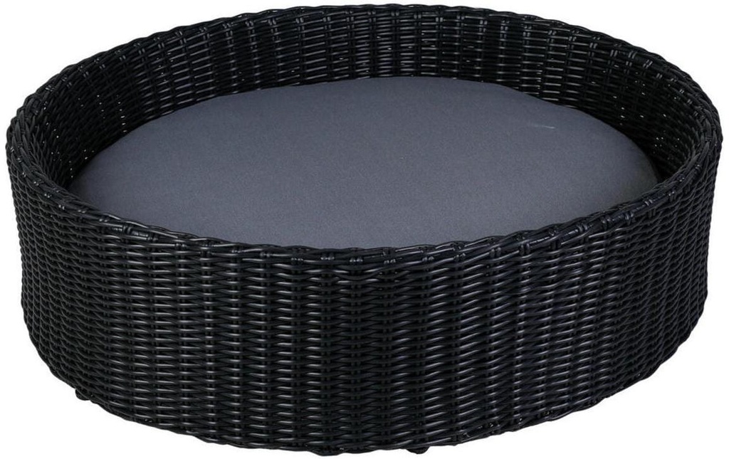 greemotion PET Canapé pour chien Aspect rotin rond, noir, Taille S