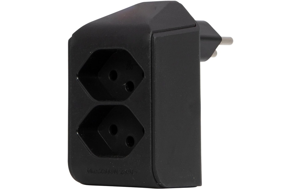 Brennenstuhl Fiche de branchement 2 x T13, pivotant à 300°, noir