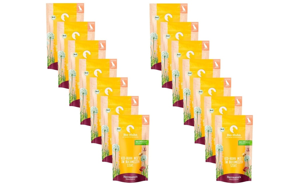 Herrmann's Alimentation humide Poulet bio au fenouil et sarrasin 14 x 150 g