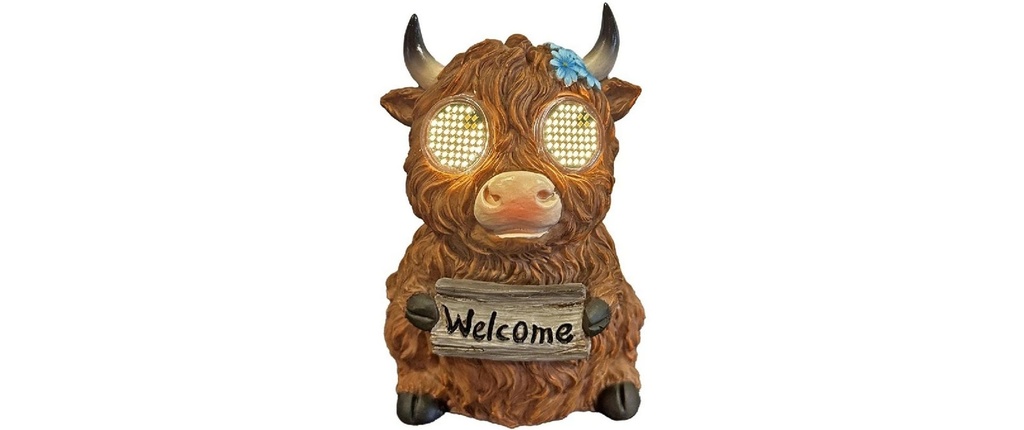 Dameco LED Solaire Bœuf Highland avec des yeux LED mobiles