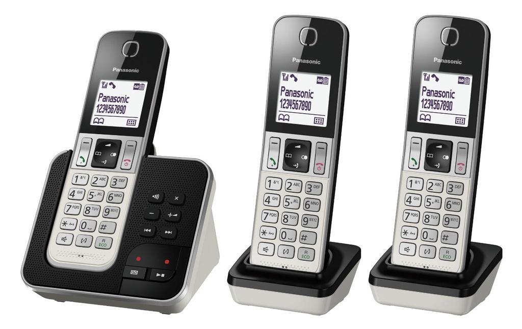 Panasonic Téléphone sans fil KX-TGD323SLW Trio Noir/Argenté