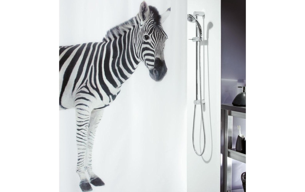 spirella Rideau de douche Zèbre 180 x 200 cm Noir ; Blanc