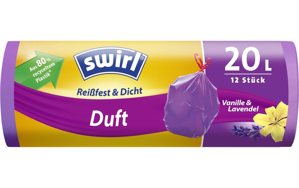 Swirl Sacs poubelle Parfum lavande-vanille 20 l, 12 Pièce/s