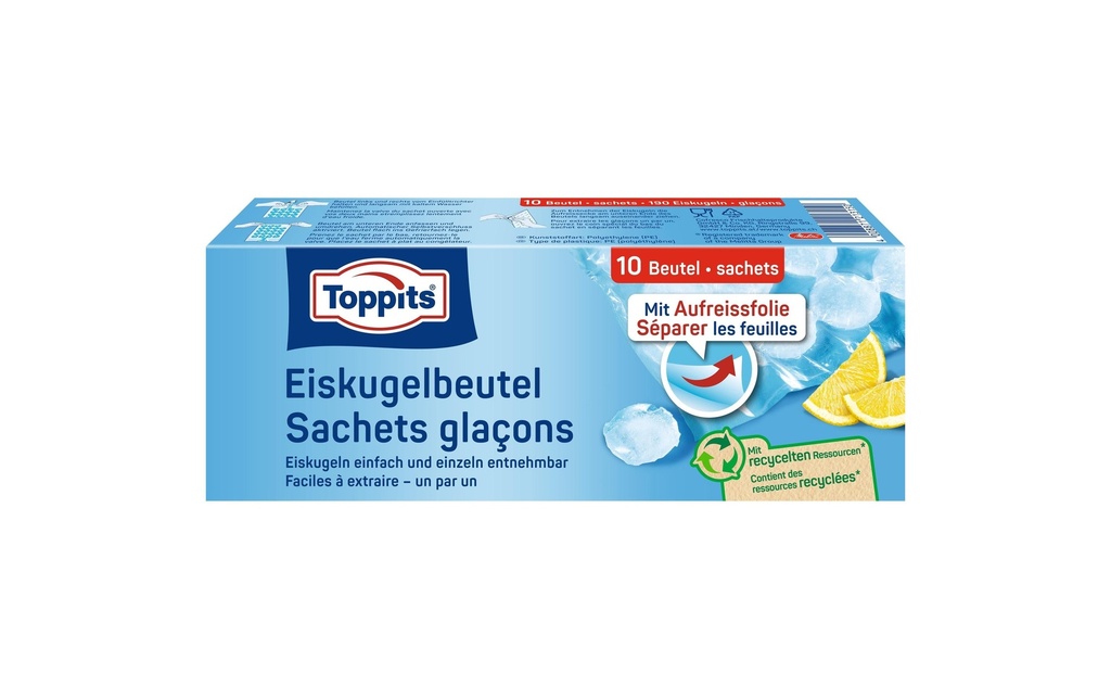Toppits Sac à glaçons 10 pièces, Bleu/Transparent