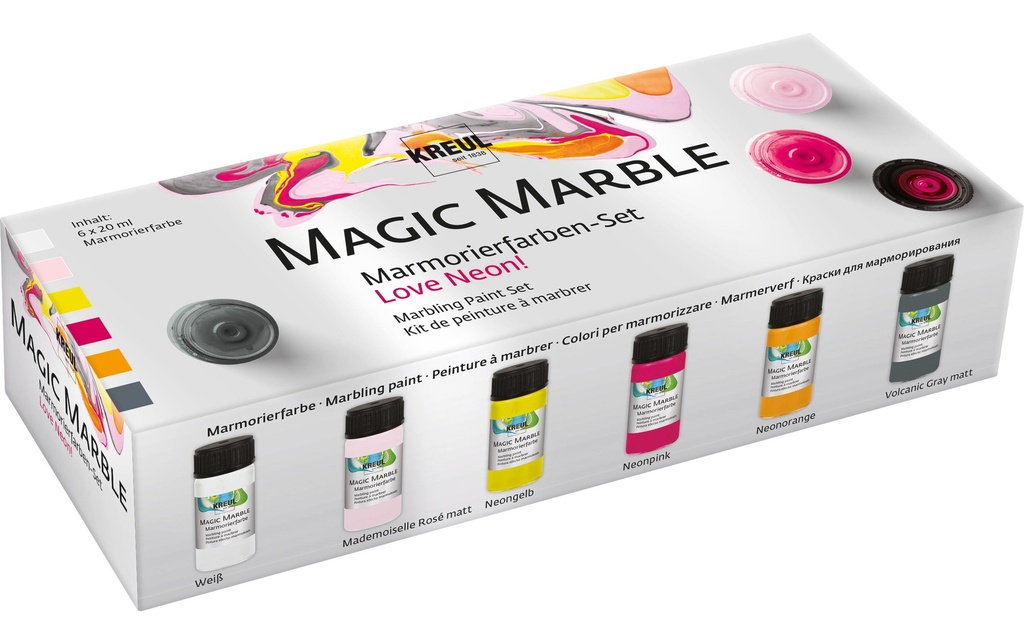Kreul Peinture marbrée Set Love Neon 20 ml x 6 pièces