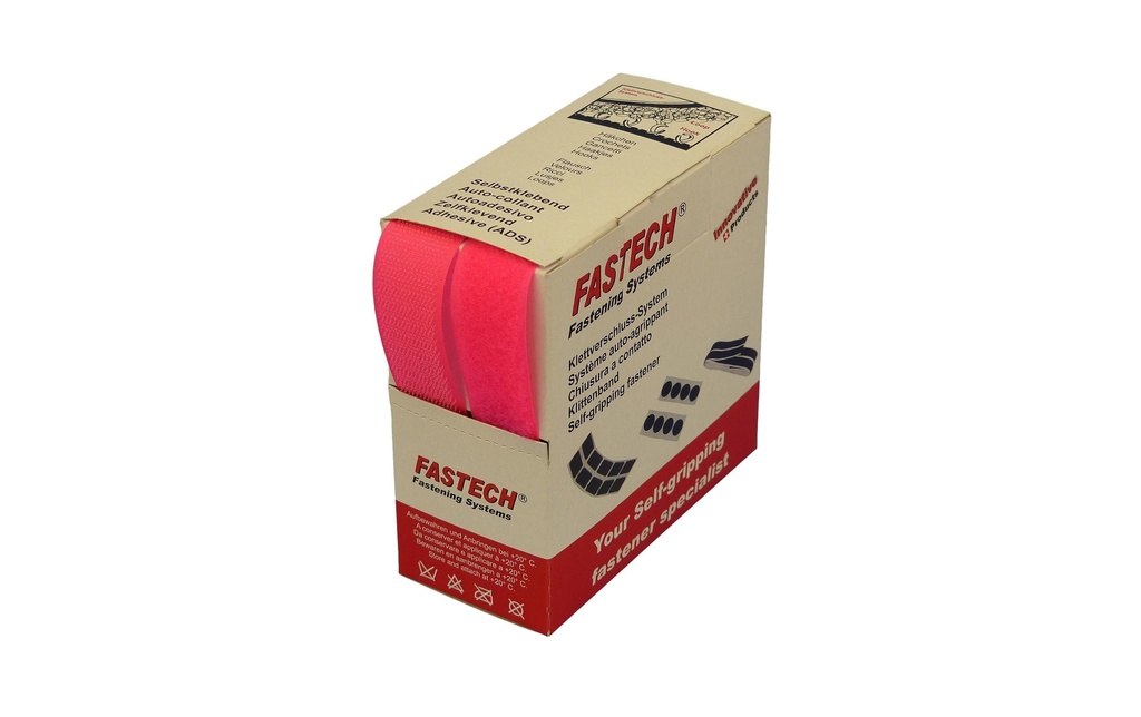 FASTECH Boîte de bande auto-agrippante Rose fluo