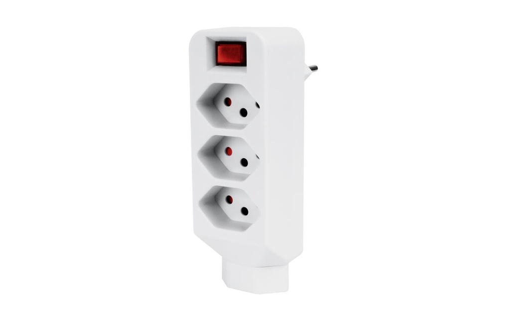 STEFFEN Adaptateur multiple 3 + 1x T13, interrupteur, Blanc