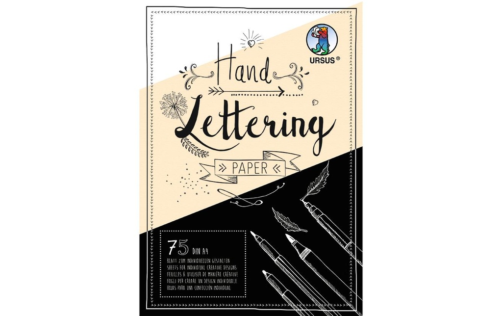 URSUS Carnet de dessin Handlettering A4, 210 g/m², 75 feuilles