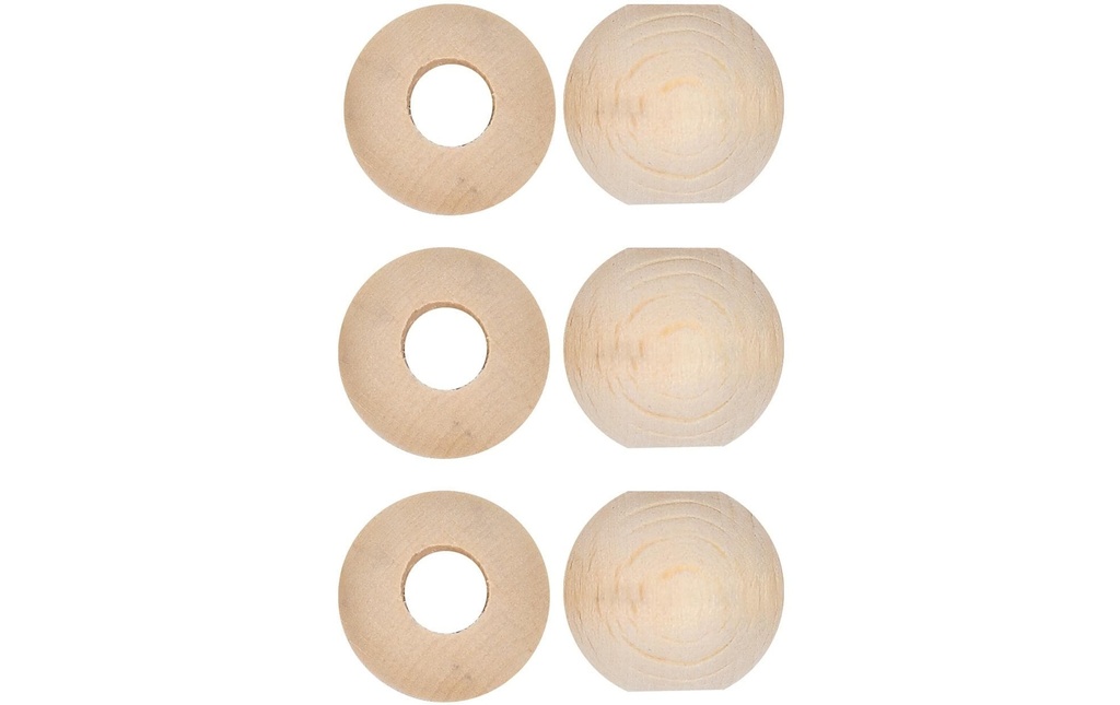 lalana Perles en bois Perles en bois 25 mm, 6 pièces