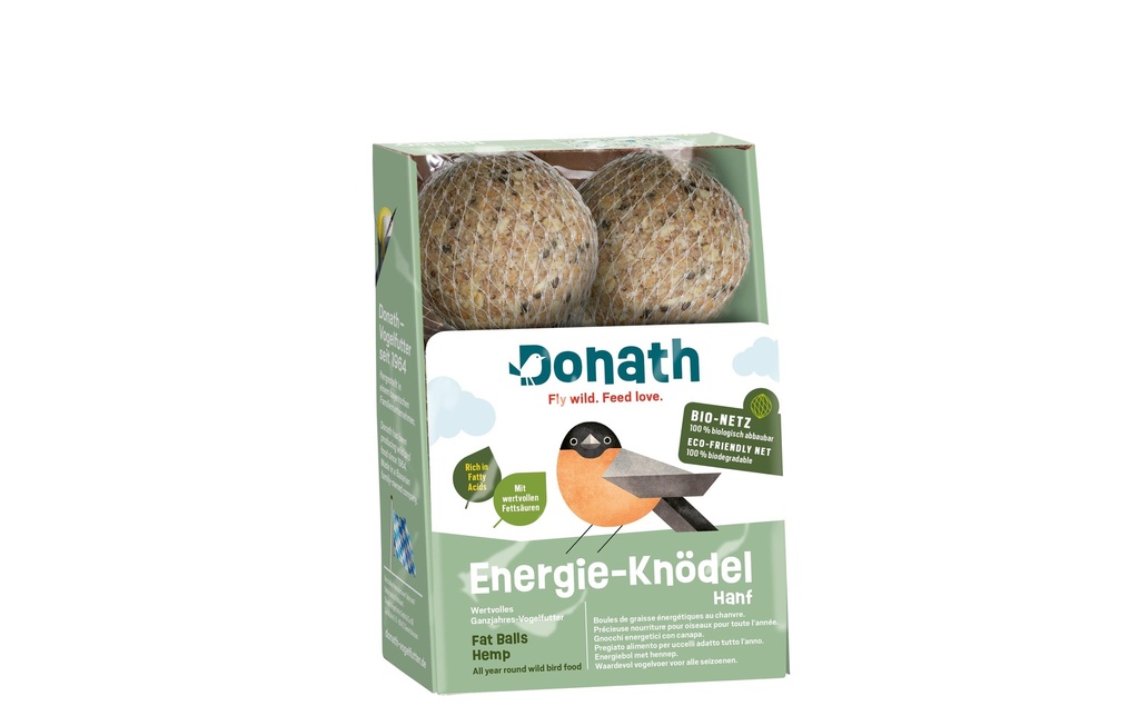 Donath Nourriture d’hiver pour oiseaux Boulettes énergétiques au chanvre, 6 x 100 g