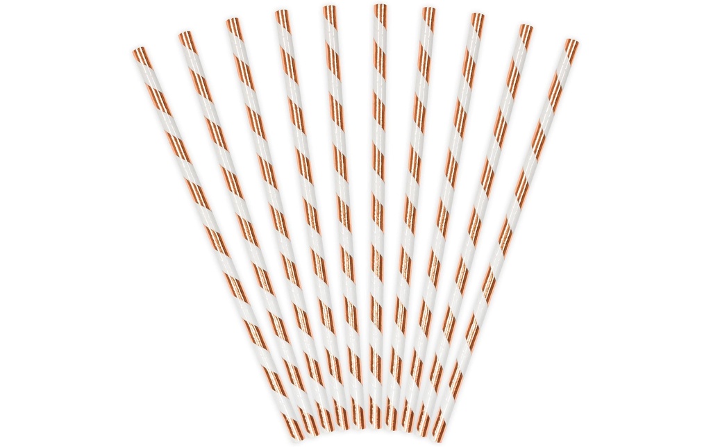 Partydeco Paille 19,5 cm, 10 Pièce/s, Or rose/Blanc