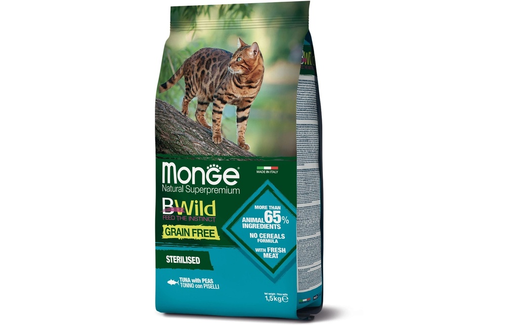 Monge Alimentation sèche Chat Bwild GF Stérilisé Thon 1.5 kg