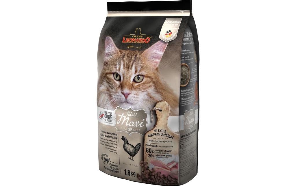 Leonardo Cat Food Alimentation sèche Adult sans céréales Maxi, 1.8 kg