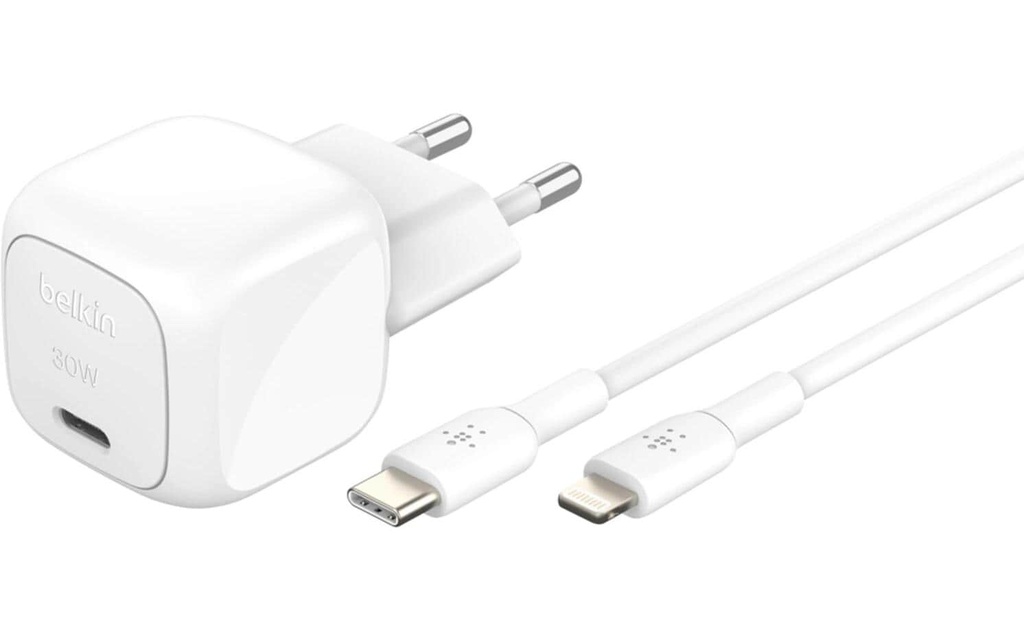 Belkin Chargeur mural USB BoostCharge avec Lightning 30 W, blanc