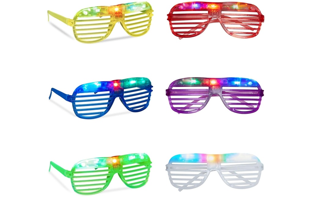 relaxdays Lunettes de fête LED triées 1 pièce, 5.5 x 15 cm