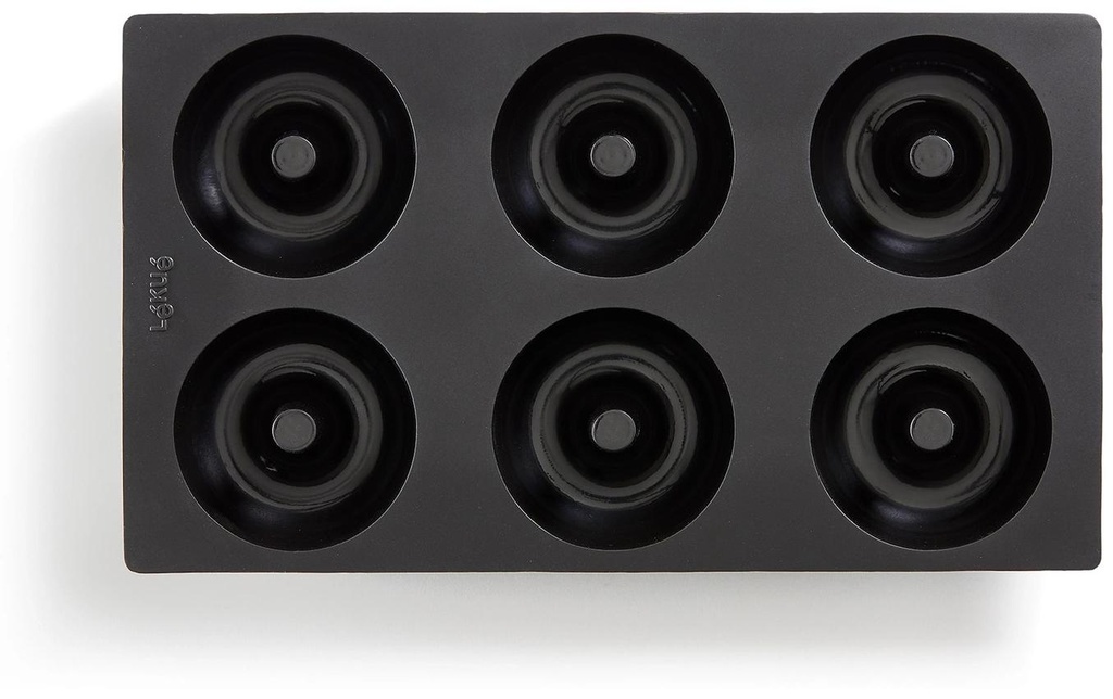 Lékué Plat de cuisson des beignets Silicone, Noir, 6 alvéoles