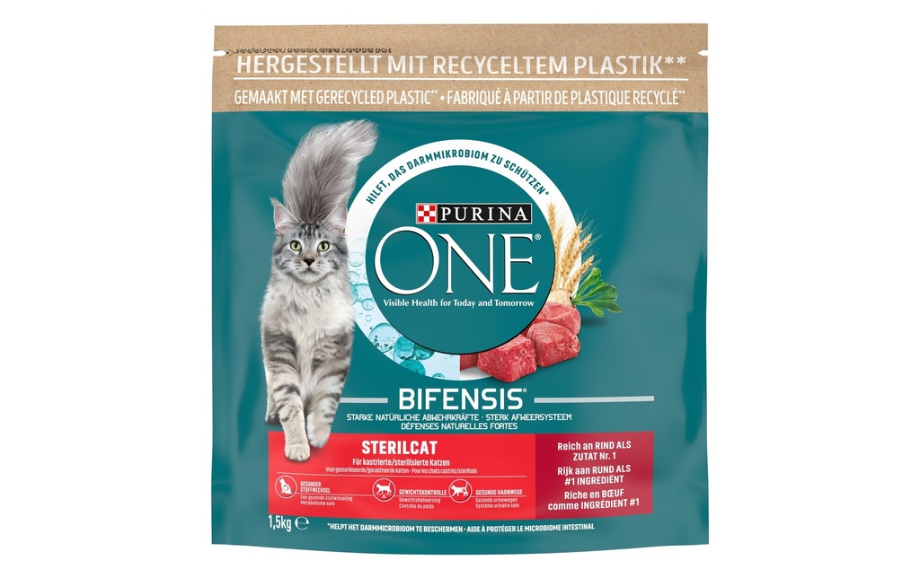 Purina ONE Alimentation sèche Sterilcat Boeuf et blé, 1.5 kg