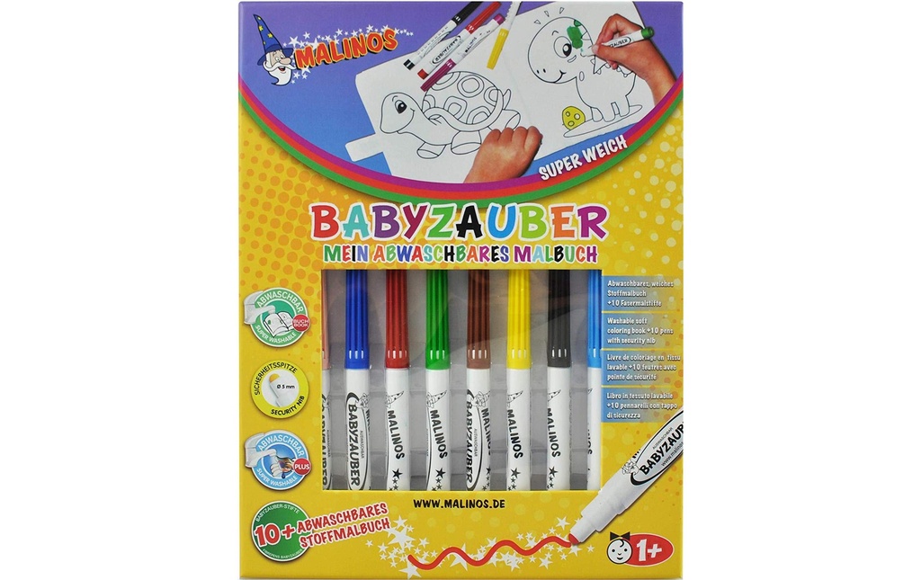 Malinos Crayon feutre La magie des bébés avec livre de coloriage