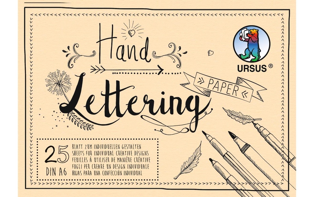 URSUS Carnet de dessin Handlettering A6, 210 g/m², 25 feuilles, crème