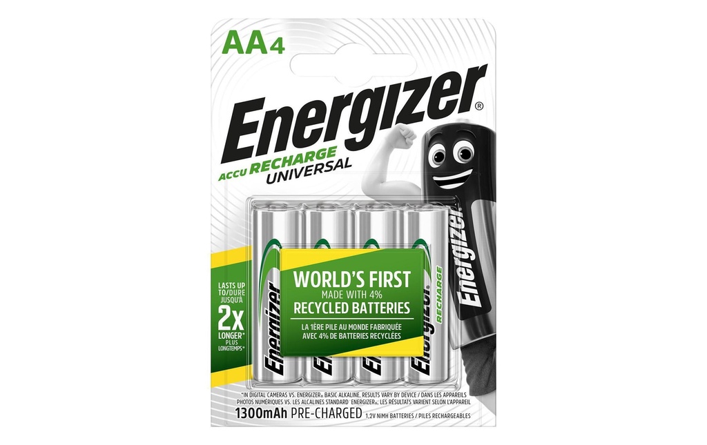 Energizer Batterie Universal NiMH Mignon AA 1300 mAh, 4 Pièce/s