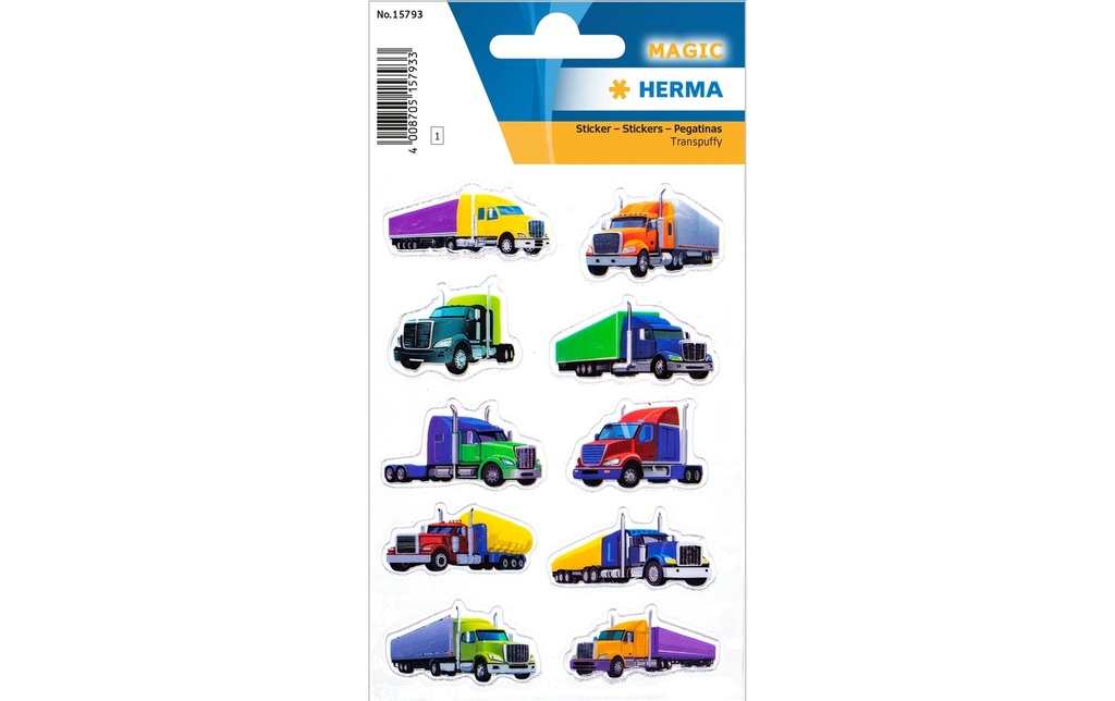 Herma Stickers Autocollant à motif Camions sympas Transpuffy 10 Pièce/s Multicolore