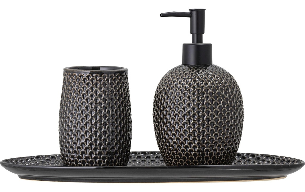 Bloomingville Distributeur de savon Hrin Set de 3 pièces, Anthracite