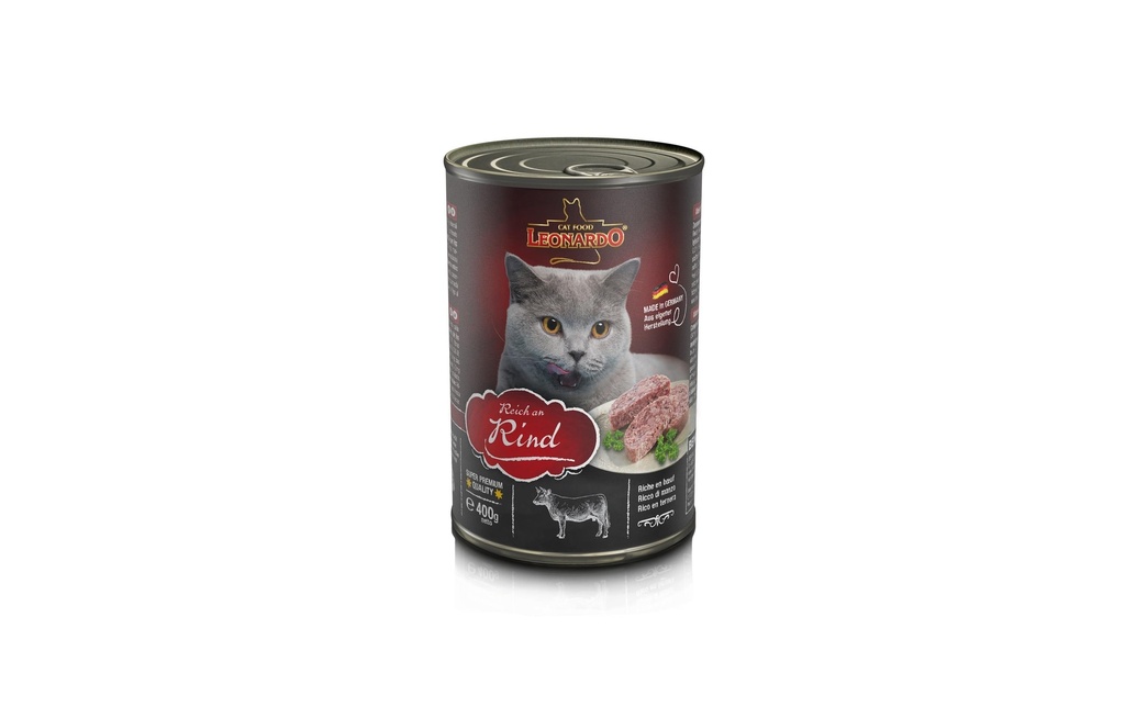Leonardo Cat Food Alimentation humide Riche en bœuf, 400 g