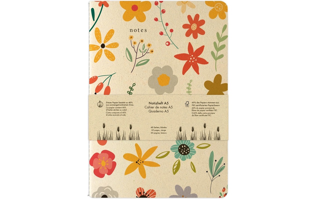 Natur Verlag Carnet de notes Motif floral 14.8 x 21 cm, Vierge