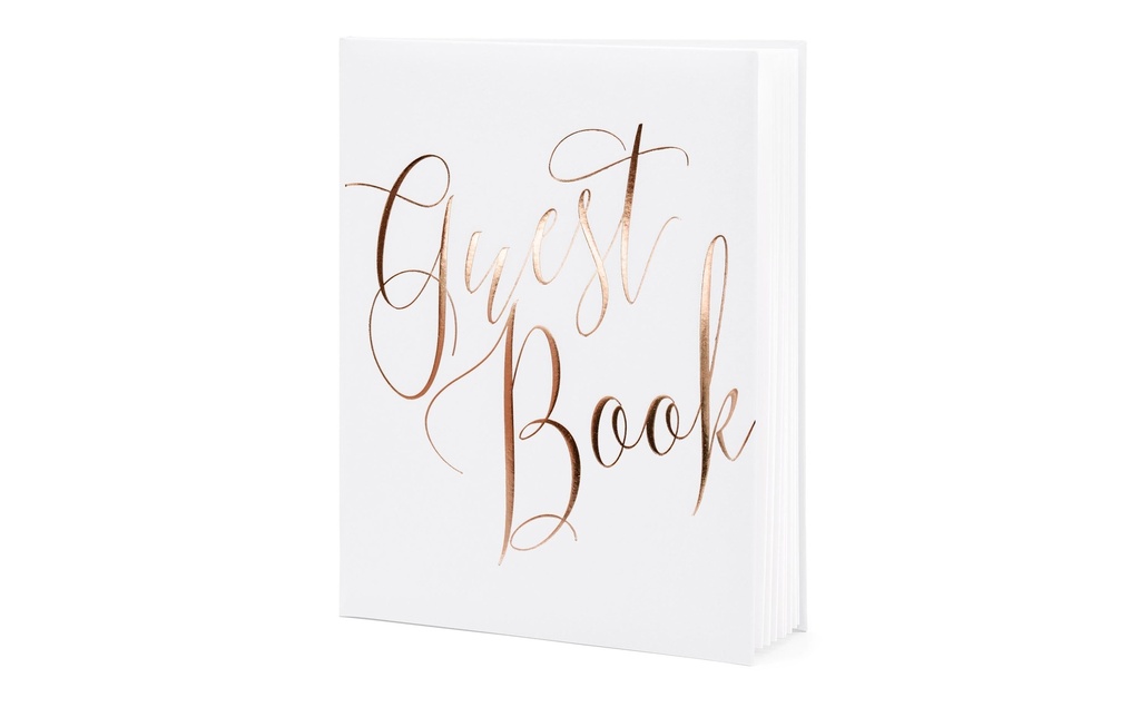 Partydeco Livre d’or Guest Book 20 x 24.5 cm, blanc/or rose