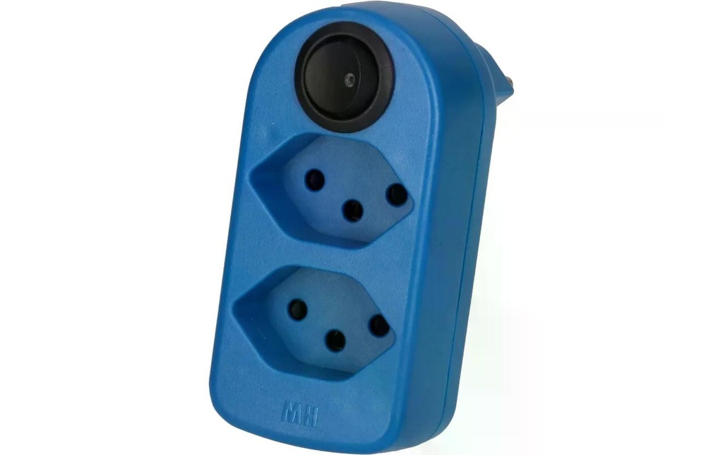 Max Hauri Connecteur multiple maxAdapt BS, 2 x T13, avec interrupteur, Bleu