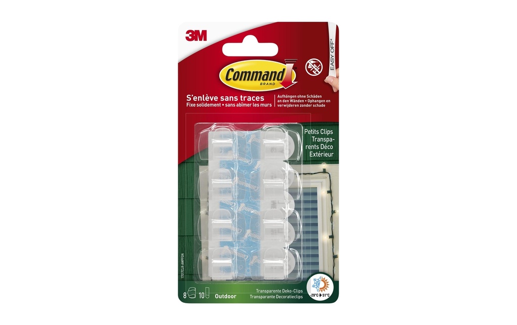 Command Crochet Command Outdoor Transparent, 8 crochets