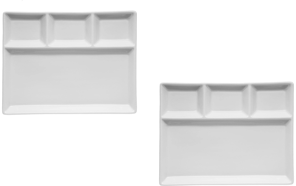 Mäser Assiette à fondue anguleux 2 pièces, blanc