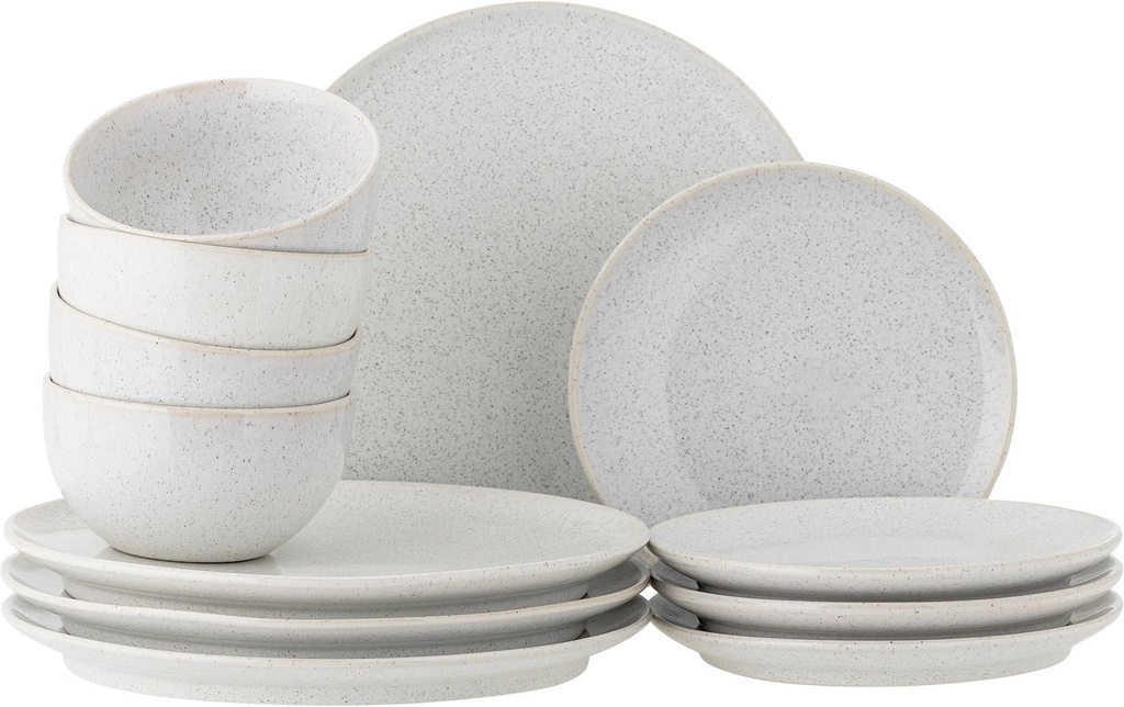 Bloomingville Set d’assiettes Addison 12 pièces, Blanc