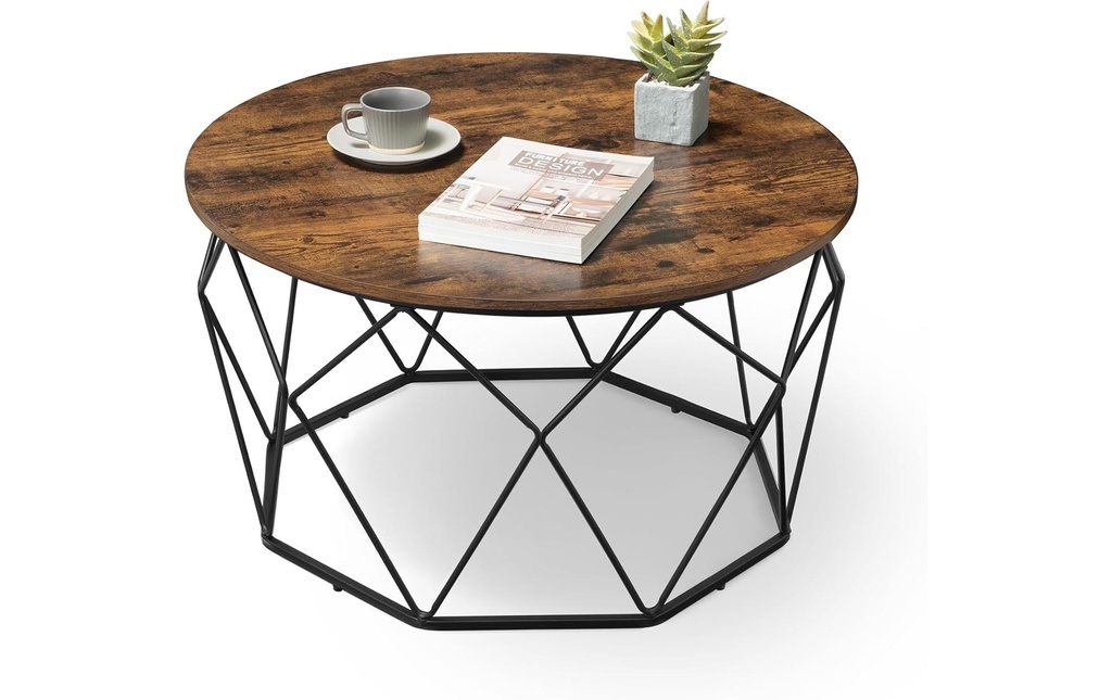 VASAGLE Table basse 80 x 45 cm, Noir/Brun