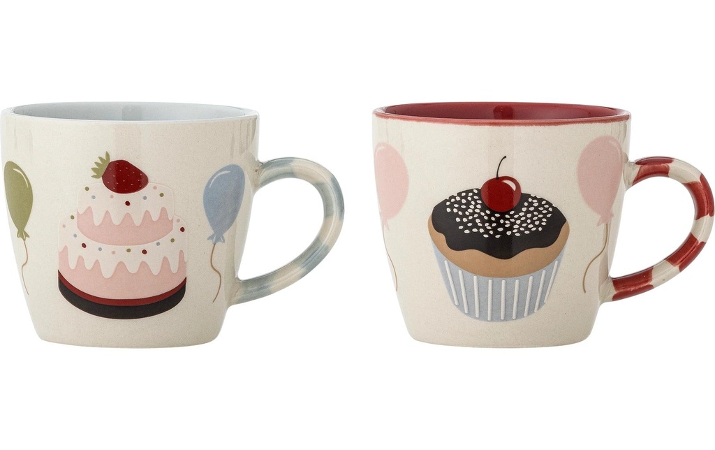 Bloomingville Tasse pour enfants Darby Set de 2 pièces, rouge, faïence