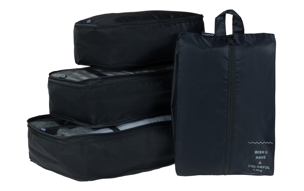 KOOR Sac à linge Set Reesa, 4 pièces, noir