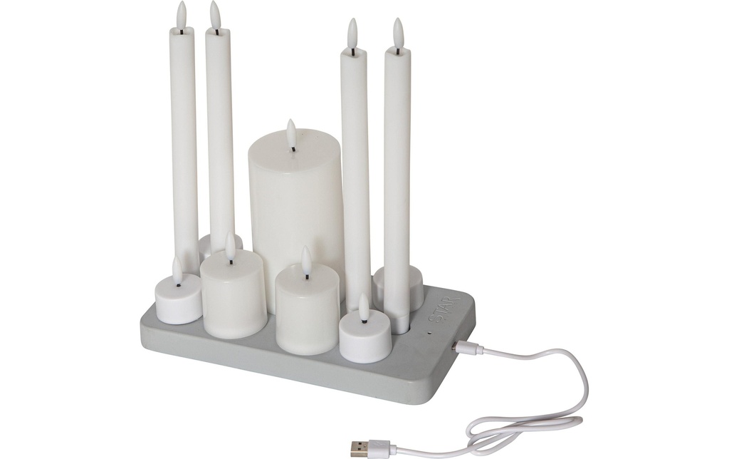 Star Trading Set de bougies LED Mélange de flammes, Blanc