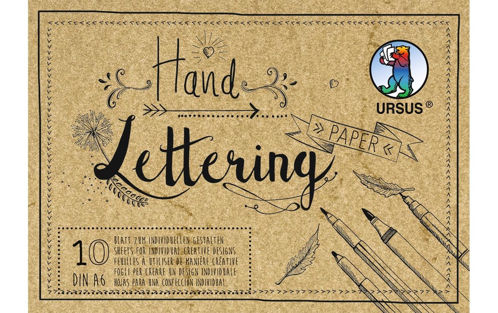 URSUS Carnet de dessin Handlettering A6, 190 g/m², 10 feuilles, brun