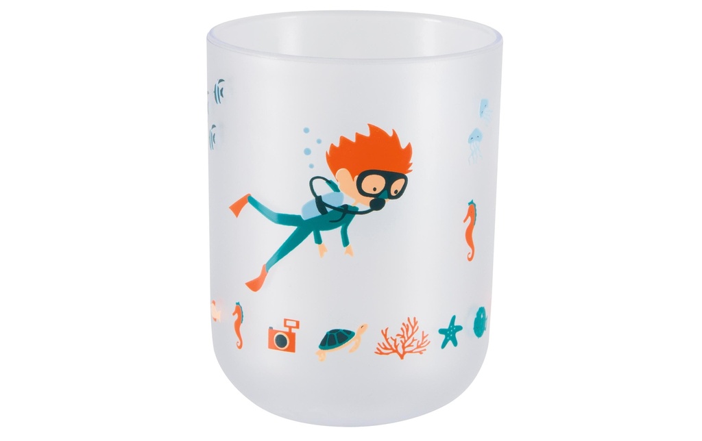spirella Gobelet pour le brossage de dents Diver Bleu/Orange/Blanc, plastique